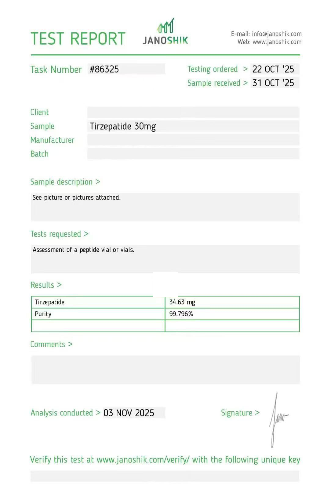 Tirzepatide 30 mg source-lab COA preview